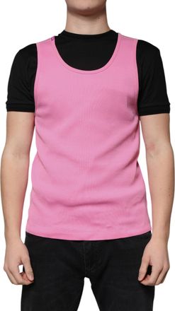 Dolce & Gabbana Mens Pink Cotton Round Neck Sleeveless T-Shirt