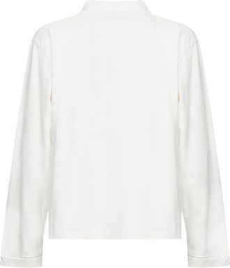 STUDIO NICHOLSON Mens Long-Sleeve Polo Shirt Sudds Parchment White Cotton T-shirts And Polos