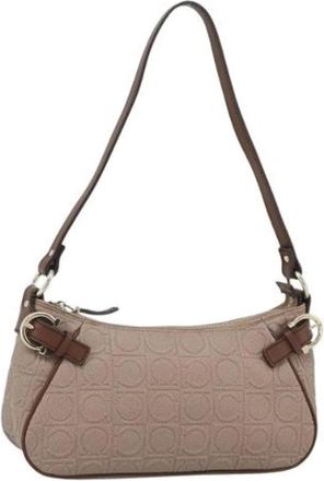 Ferragamo Pre-owned Accessory Pouch - Dames - Vintage Schoudertas - Beige - ONE Size - Leer - Vintage