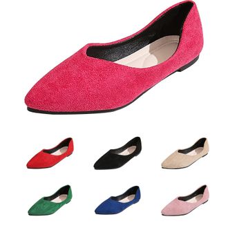 Generic Womens Pointed Toe Ballet Flats Moccasin Office Classic Suit Shoes Business Casual Loafers Lightweight Comfortable Slip On Loafer Hiking Shoes Suede F