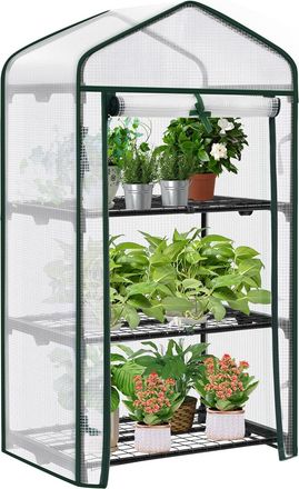 Woltu Invernadero De Jard&iacute;n Terraza 69x49x125 Cm Tipo Caseta Tubo De Acero Vivero Casero Con 3 Estantes Para Cultivo Plantas Flores Tomates Blanco - Woltu