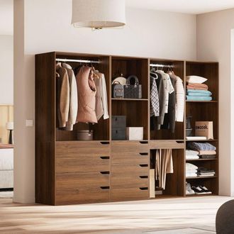 Sweeek Modular Wardrobe Kit With 4 Units in Walnut