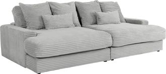 Vente-Unique Sof&aacute; de 4 plazas confort asiento profundo de pana gruesa gris CALAZO de Pascal Morabito