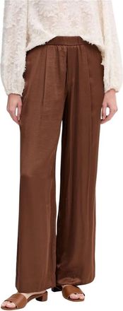 Oui Wijde Broek - Dames - Wijde Broeken - Bruin - L - Katoen - Broeken