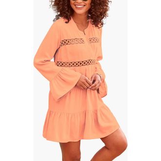 Lascana Flowy Flared Sleeve Dress in Peach at Nordstrom, Size 6