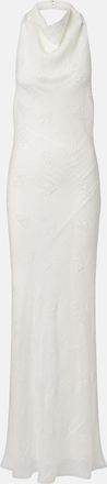 Staud Roselle beaded halterneck organza maxi dress