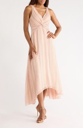 Derek Lam Anna Stripe Sleeveless Linen & Silk Dress in Peach Multi at Nordstrom Rack, Size 00