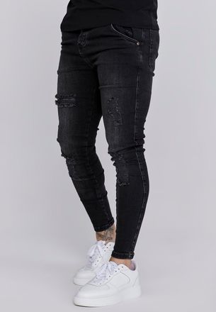 Siksilk Vaquero ajustado esencial desgastado lavado negro para hombre SikSilk S
