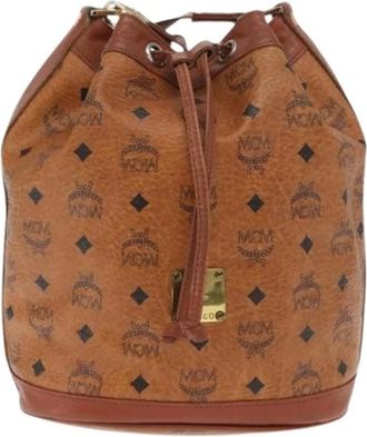 MCM Pre-owned Bucket Bags, female, Brown, Size: ONE SIZE Pre-owned Canvas Shoulder Bag
