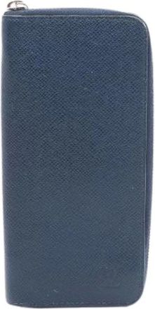 Louis Vuitton Pre-owned Wallets, male, Blue, Size: ONE SIZE Pre-owned Zippy Wallet Vertical Taiga Long Wallet