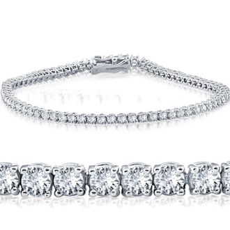 Pompeii3 3 Carat Round Cut Lab Grown Diamond Tennis Bracelet In 14k White Gold 7