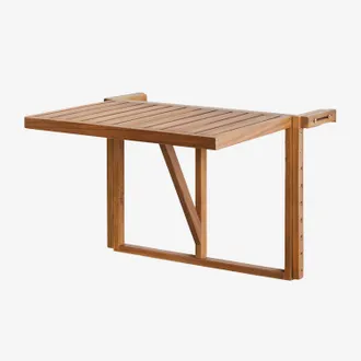 Sklum Tavolo Da Giardino Rettangolare 65x60 Cm Sospeso E Pieghevole In Legno Di Acacia Delawer Sklum