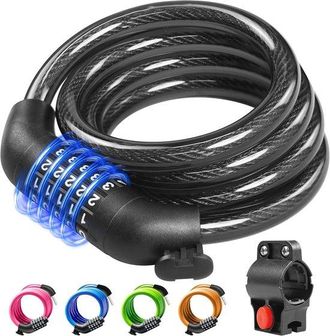 OEM Cable Candado Candado Antirrobo Seguridad C&oacute;digo Combinaci&oacute;n Reiniciable 5 D&iacute;gitos, Combinaci&oacute;n Negra 90 Cm Bloqueo [reforzado 5 D&iacute;gitos]