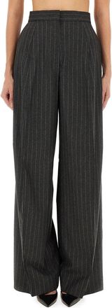 Sportmax Wide-Leg Tailored Pants with Vertical Pinstripes