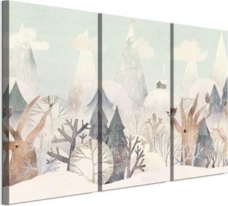 OEM Cuadro Sobre Lienzo Italiano De 90 X 60 Cm, Tr&iacute;ptico - Estilo Escandinavo - Naturaleza Cuadro Sobre Lienzo Italiano De 120 X 80 Cm, Tr&iacute;ptico - Estilo 