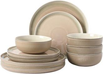 Gibson Home Island Bay New Bone China Dinnerware Set, Reactive Glaze Plates and Bowls in Cream at Nordstrom