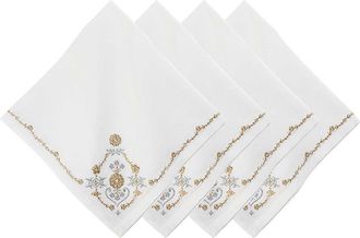 Juliska Heidi Set of 4 Embroidered Napkins in Gold/Silver at Nordstrom