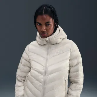 Nike Womens Nike Sportswear Windpuffer Therma-FIT Hooded Puffer in Grey | HV2457-072