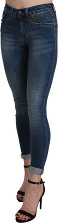 Ermanno Scervino Washed High Waist Skinny Cropped Cotton Womens Jeans
