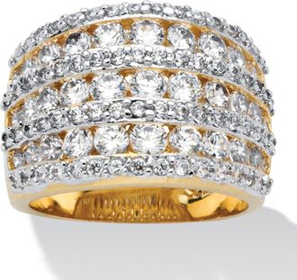 Palm Beach Jewelry 2.86 TCW Round Cubic Zirconia Multi-Row Dome Ring Gold-Plated