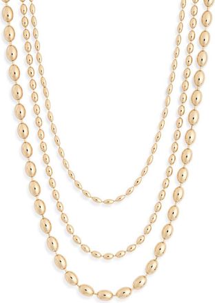 Leith Triple Row Bead Chain Necklace in Gold at Nordstrom Rack