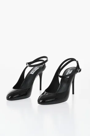 Alaia Glossy Leather Slingback Lace-Up Sandals, 10cm Heel Alaia