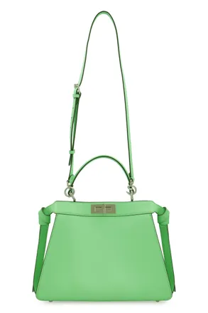 Fendi Womens Peekaboo Iseeu Leather Bag Green Calf Handbags Hand