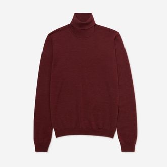Oliver Sweeney Mens Merino Wool Roll Neck Jumper - Red - Size X-Large