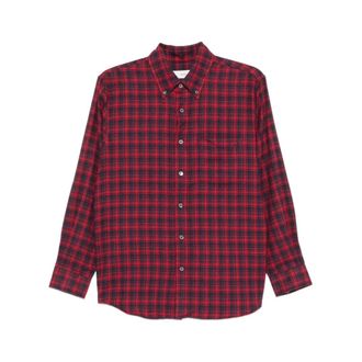 Dunst Shirts, female, Red, M, Red Checked Shirt Long Sleeves Collared