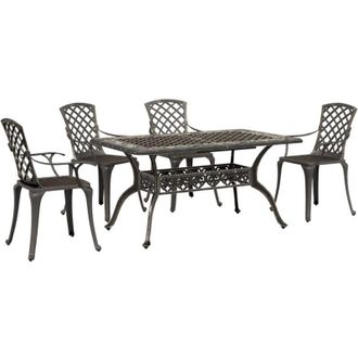 vidaXL Juego De Comedor De Jard&iacute;n 5 Piezas Aluminio Fundido Bronce Vidaxl