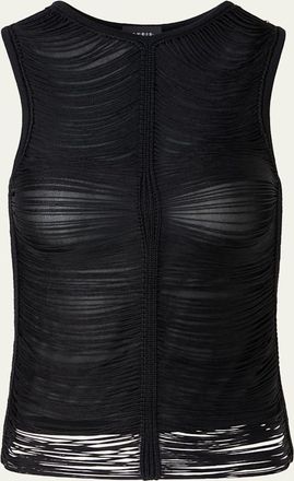 Akris Trapezoid Embroidered Sleeveless Blouse