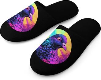 Generic Vintage Pigeon 90s Warm Mens Slippers Slip On Soft Fleece House Shoes Winter Indoor Outdoor