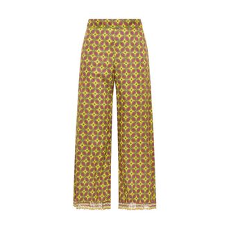 Maliparmi Wide Trousers, female, Yellow, Size: 2XS Floral Spin Trousers