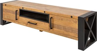 Global Interiors Grosses Massivholz Lowboard Thorus - 200 x 50 cm, recyceltes Pinienholz Natur