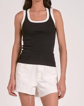 Elan Robbie Tank Top In Black White