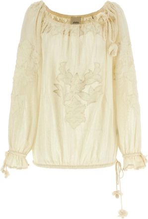 Isabel Marant Dalyna Cotton Mesh Blouse - female - Isabel Marant - Blouses - Beige - XS - Blouses & Shirts