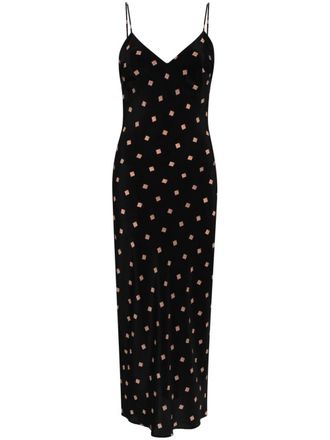 Gilda & Pearl Seashell-print slip midi dress - Black