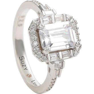 Suzy Levian Sterling Silver Cubic Zirconia Ring in White at Nordstrom Rack, Size 9
