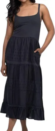 Dylan Victoria Tank Eyelet Maxi Dress In Black
