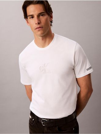 Calvin Klein Jeans Calvin Klein Mens Embossed Monogram Logo Tee - White - 2XL