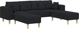 vidaXL Fabric Sofa with Cushion Black 208 cm Fabric vidaXL