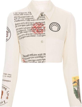 Marine Serre Regenerated Tote Bags jacket - women - Cotton/Cotton/Viscose/Cupro - 38 - Neutrals