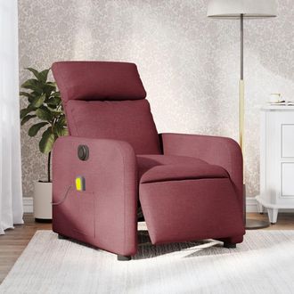 vidaXL Sill&oacute;n De Masaje Reclinable El&eacute;ctrico Tela Rojo Tinto Vidaxl