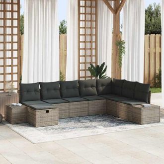 vidaXL Conjunto De Sof&aacute; De Jard&iacute;n Con Coj&iacute;n 8 Pcs Gris Polirat&aacute;n Vidaxl