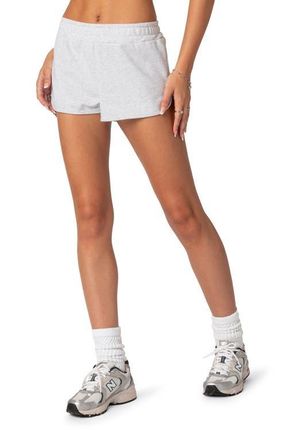 Edikted California Girl Cotton Blend Sweat Shorts in Gray-Melange at Nordstrom, Size X-Small