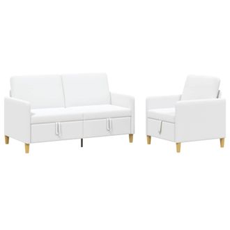 vidaXL Set Di Divani Con Storage 2 Pz Bianco Poliestere Vidaxl