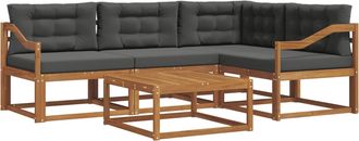 vidaXL Conjunto De Sof&aacute;s De Exterior 5 Uds. Natural Y Antracita Vidaxl