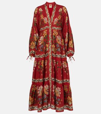 Farm Rio Garden Delight cotton-blend midi dress