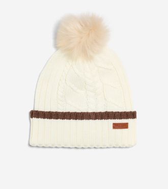 Cole Haan Womens Solid Beanie with Trim - Beige