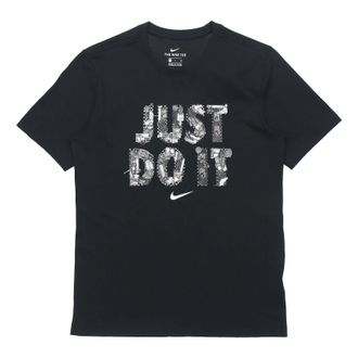Nike Just Do It Alphabet Printing Sports Short Sleeve Black DD0802-010